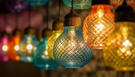 Shiny glass lantern hanging, illuminating elegant old fashioned chandelier indoors generated by artificial intelligenceの素材