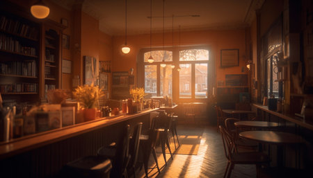 Modern rustic elegance illuminates comfortable home interior with old fashioned decor generated by artificial intelligenceの素材