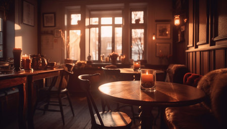 Luxury bar with old fashioned elegance and comfortable seating generated by artificial intelligenceの素材