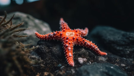 Underwater beauty in nature Close up of starfish on reef generated by artificial intelligenceの素材