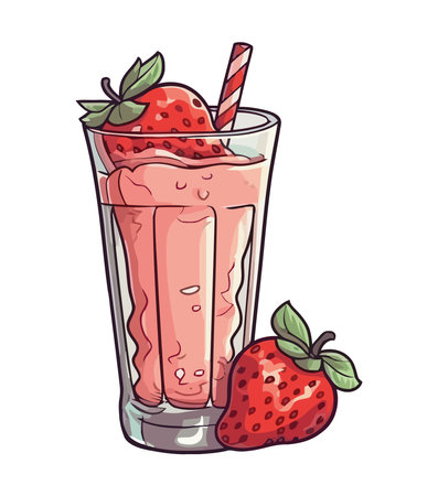 Fresh strawberry milkshake, a sweet and refreshing dessertのイラスト素材