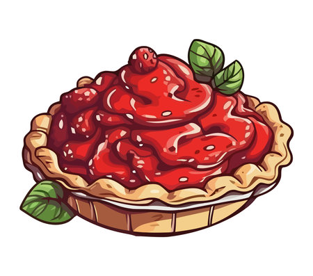 Gourmet sweet, creamy cake with fresh berry illustrationのイラスト素材