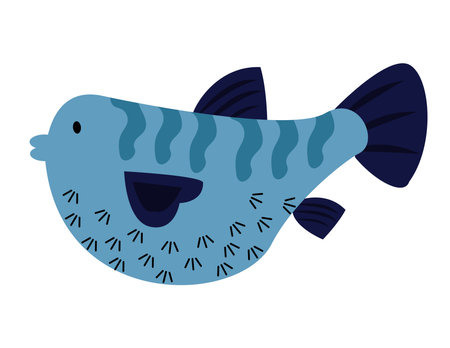 blue fish illustrationのイラスト素材