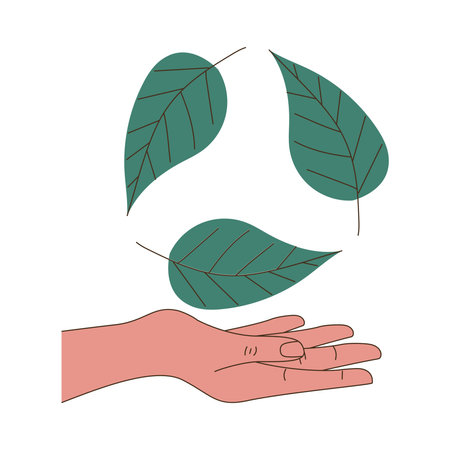 Hand holding a fresh green leavesのイラスト素材