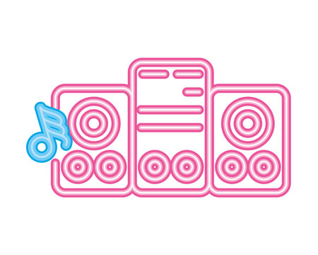 speaker music neon radioのイラスト素材