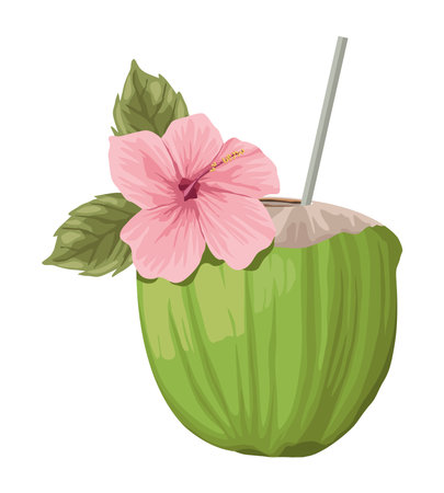fruit drink and flower iconのイラスト素材