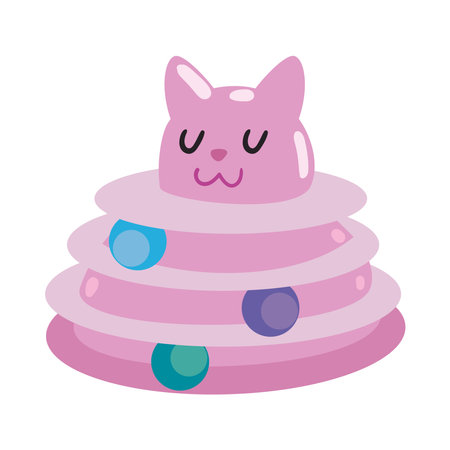 pet rubber toy cat and ballsのイラスト素材