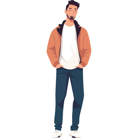 young bearded man standing characterのイラスト素材