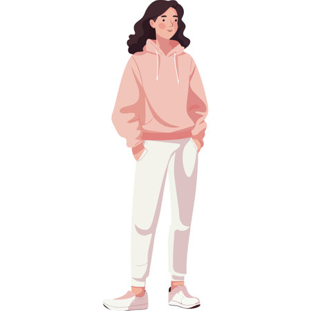 young woman standing characterのイラスト素材