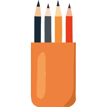 yellow pencils holder school suppliesのイラスト素材