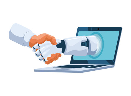 ai technology robot and man virtual handshakeのイラスト素材