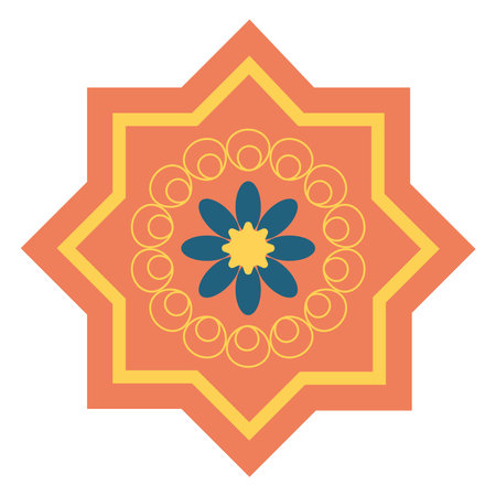 islamic star and flowerのイラスト素材