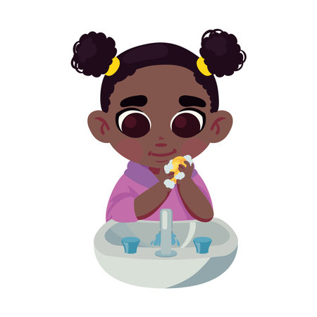 kid washing hands happyのイラスト素材