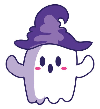 halloween kawaii ghost with hatのイラスト素材
