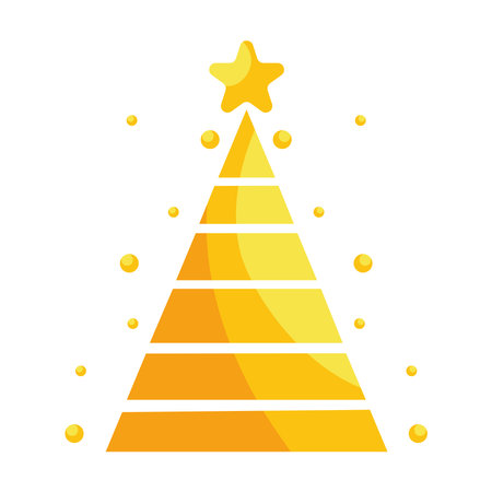 christmas golden tree isolated designのイラスト素材