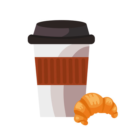 reusable coffee cup and breadのイラスト素材