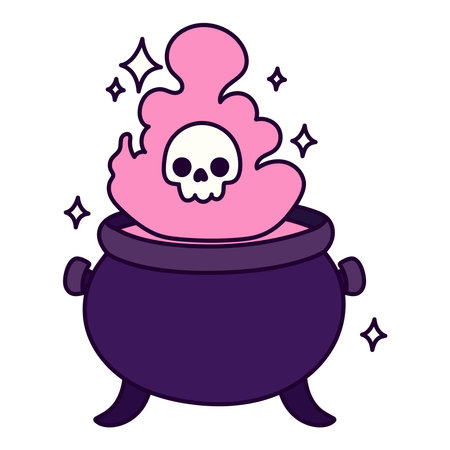 halloween skull in cauldronのイラスト素材