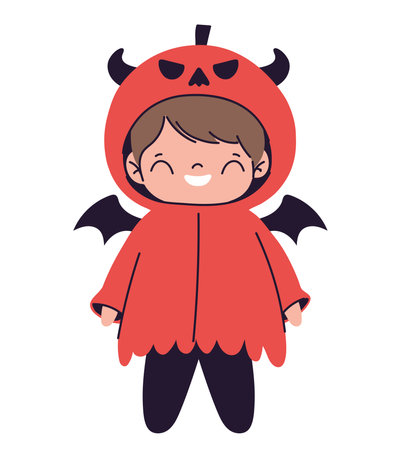 halloween boy dressed as a devilのイラスト素材