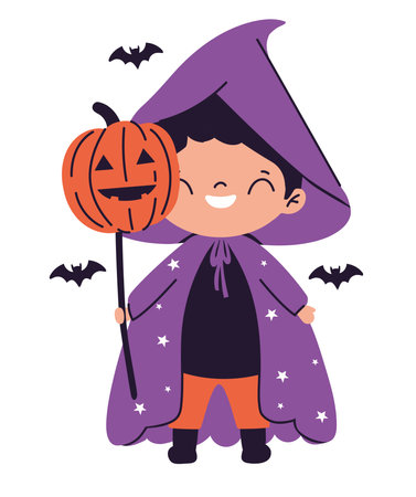 halloween boy dressed as a magicianのイラスト素材