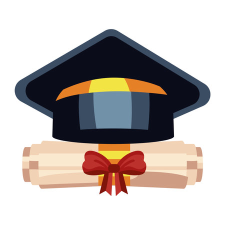 graduation diploma roll and capのイラスト素材