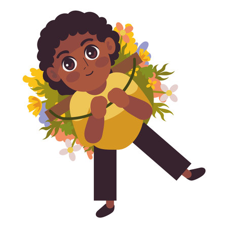 medellin flowers fair cute silleteroのイラスト素材