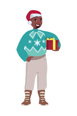 christmas man with giftのイラスト素材