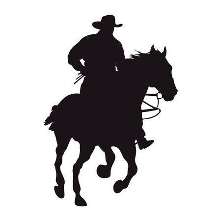 cowboy silhouette in horse illustrationのイラスト素材