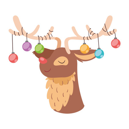 christmas deer with ballsのイラスト素材
