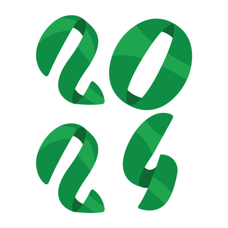 2024 green numbers isolatedのイラスト素材