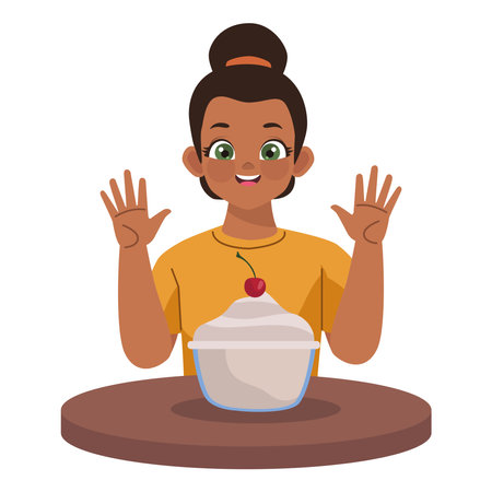 girl eating nutrition dessertのイラスト素材