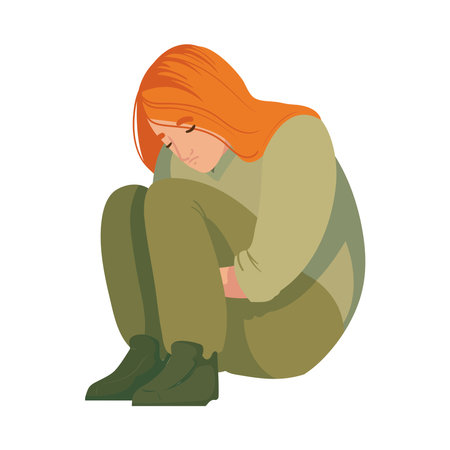 depression woman lonelinessのイラスト素材