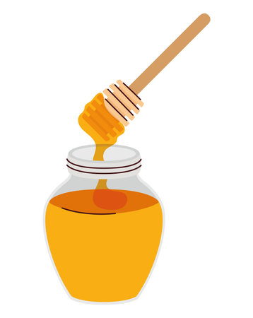 sweet honey pot with spoonのイラスト素材