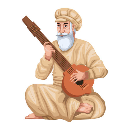 guru nanak jayanti with sitarのイラスト素材