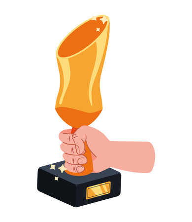hand holding trophy awardのイラスト素材