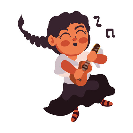 chile charango womanのイラスト素材