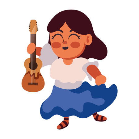 chile charango character womanのイラスト素材