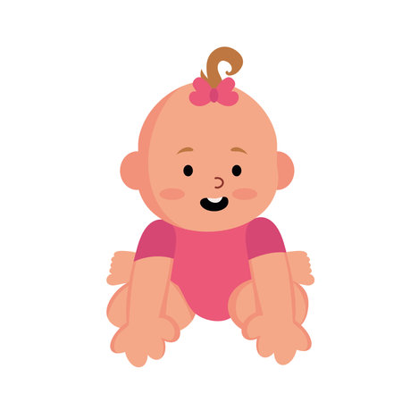 baby girl in diaper isolatedのイラスト素材