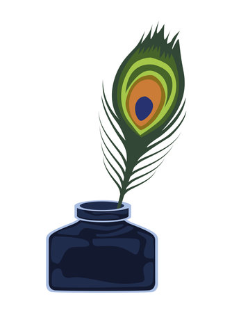 saraswati vasant peacock featherのイラスト素材