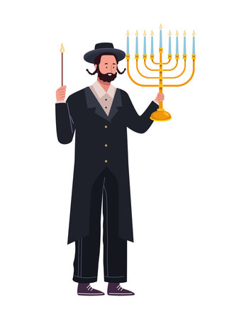hanukkah jewish with menorahのイラスト素材
