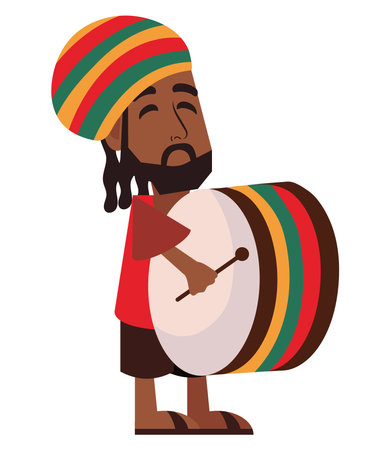 bob marley day man with drumのイラスト素材