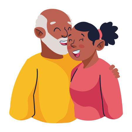 old father and adult daughterのイラスト素材
