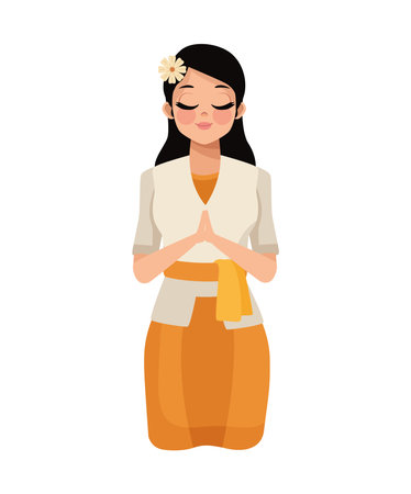 nyepi woman prayerのイラスト素材
