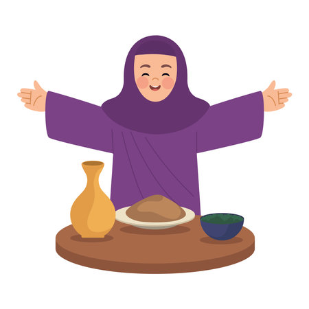 iftar muslim womanのイラスト素材