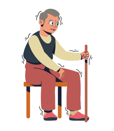 parkinson old man with caneのイラスト素材