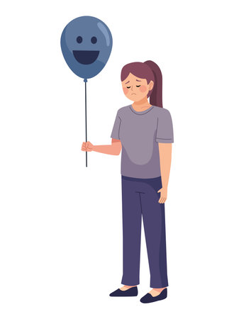 depression unhappy womanのイラスト素材