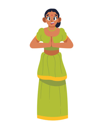 indian woman welcome namaste handsのイラスト素材