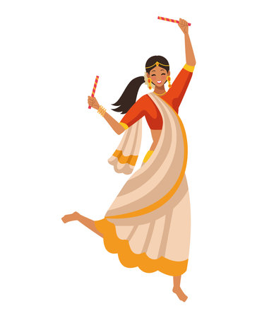 happy onam traditional woman from keralaのイラスト素材