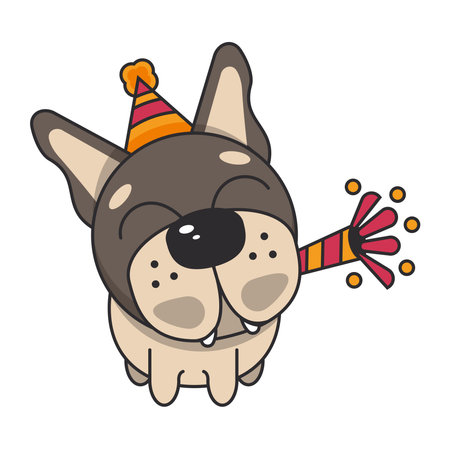cute dog celebrating partyのイラスト素材