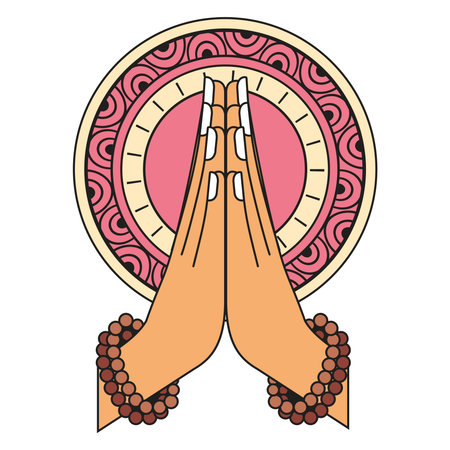 hands making namaste greetingのイラスト素材
