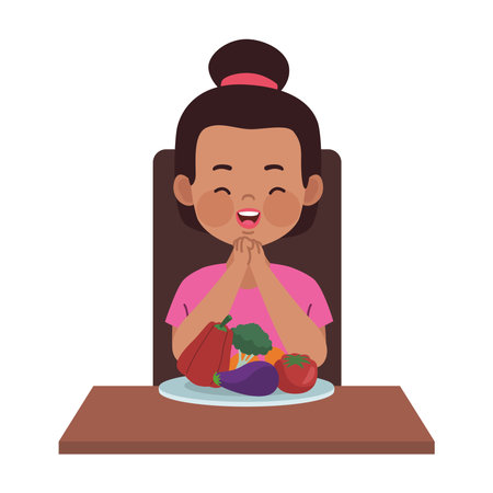 female eating vegan foodのイラスト素材